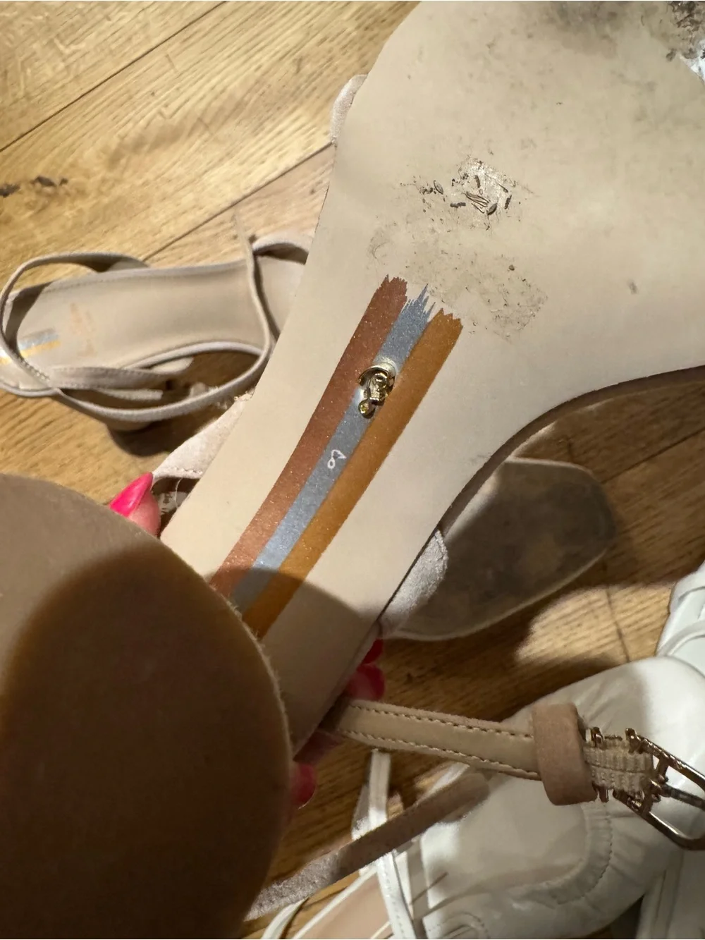 Sam Edelman Beige Suede Block Heel Slingback Sandals - Women